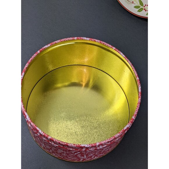 Happy Holidays Round Tin Container 5 Inches Round 2 Inches High C194 - Picture 4 of 7